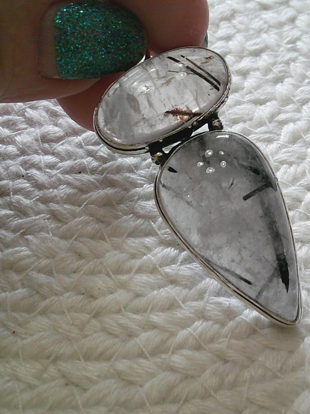 Gorgeous BLACK RUTILE Handmade Sterling 925 Pendant/Chain #790E